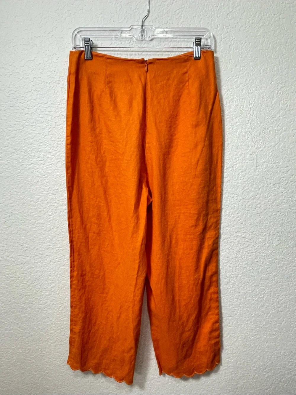 Reformation Orange Linen Scalloped Hem Ankle Pants Size 8